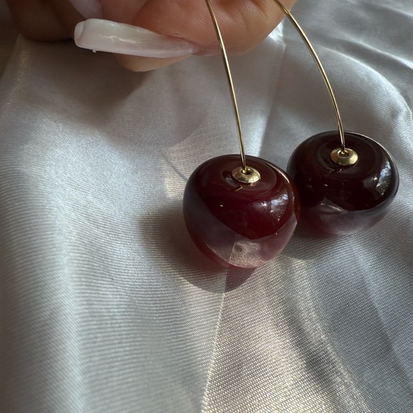 Anthropologe Cherry Red Dangle Earrings - Picture 7 of 9
